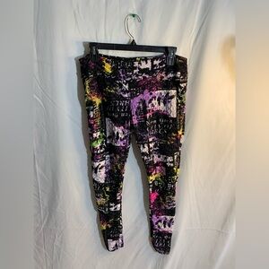 Black and Pink Artistic Print Leggings